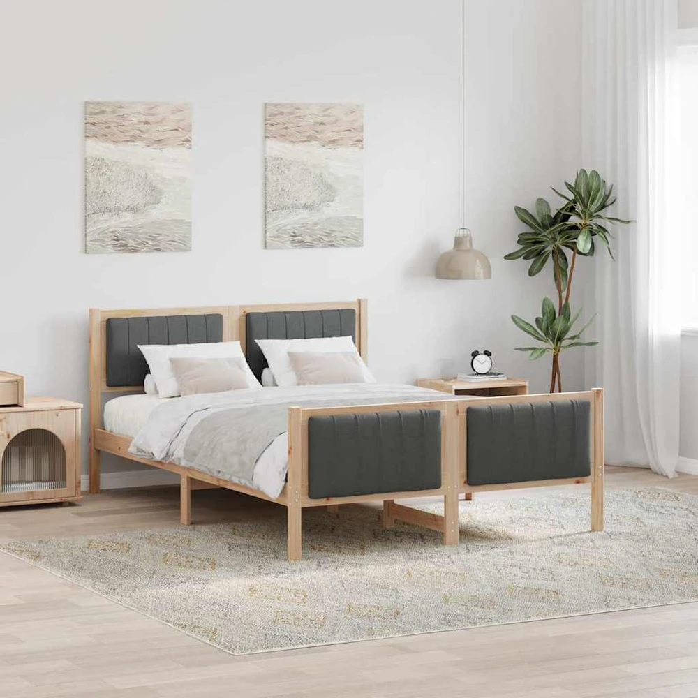 Lovos rėmas ruda ir tamsiai pilka 140 x 200 cm Pušies masyvas