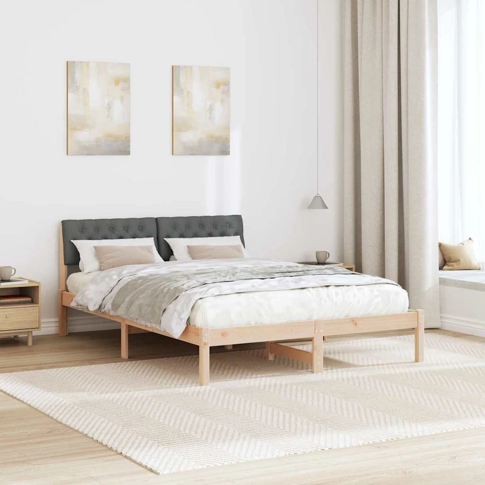 Lovos rėmas ruda ir tamsiai pilka 150 x 200 cm Pušies masyvas