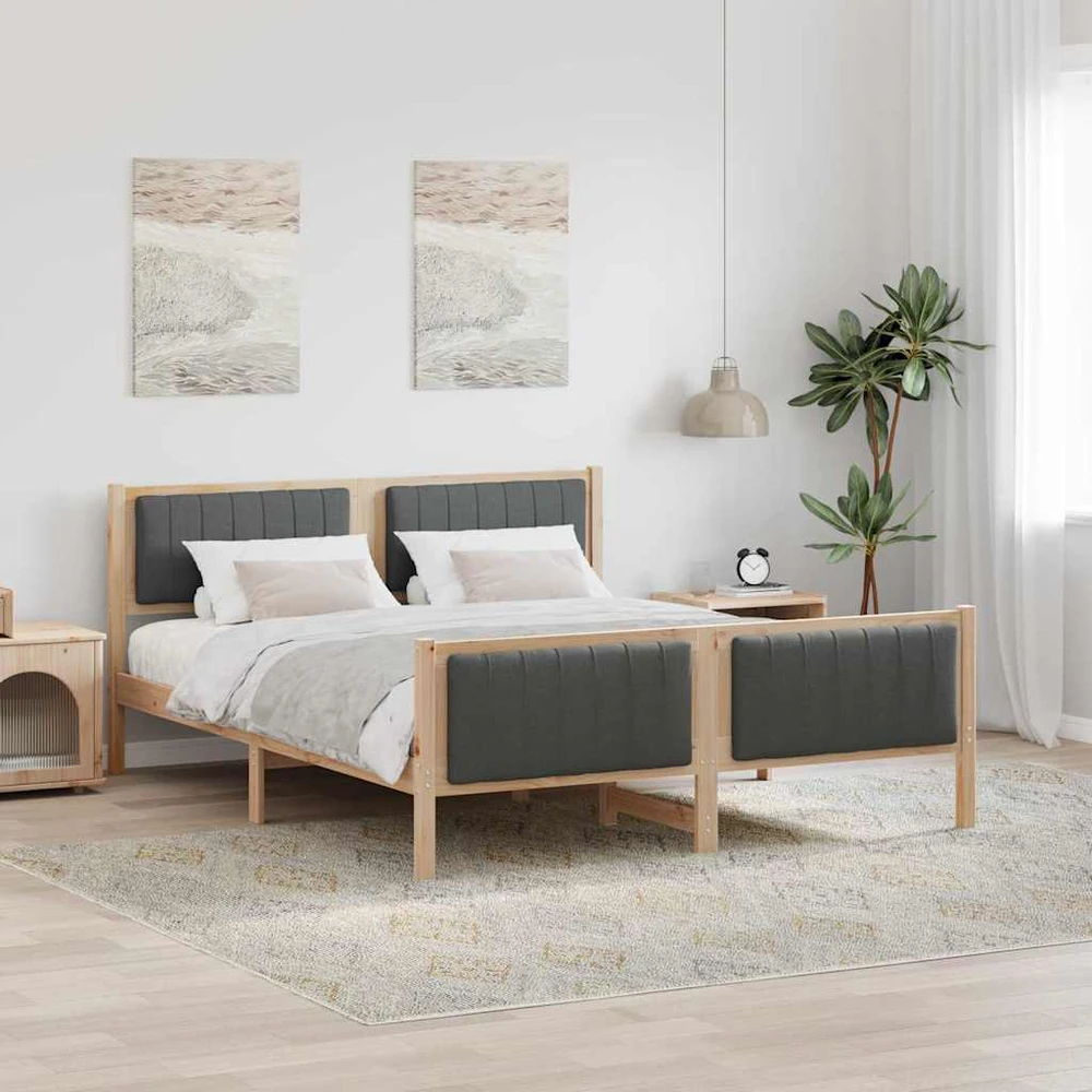 Lovos rėmas ruda ir tamsiai pilka 160 x 200 cm Pušies masyvas