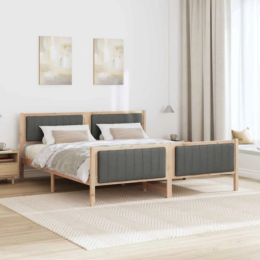 Lovos rėmas ruda ir tamsiai pilka 180 x 200 cm Pušies masyvas