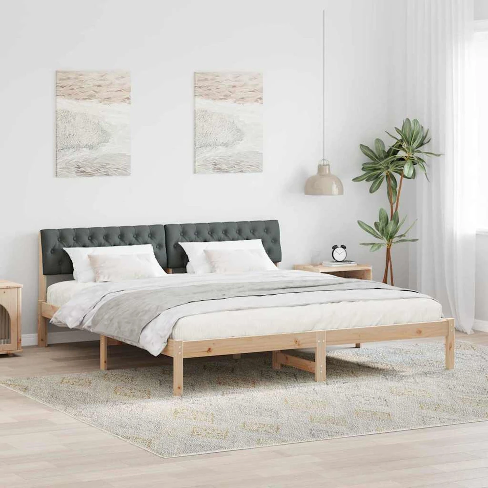 Lovos rėmas ruda ir tamsiai pilka 180 x 200 cm Pušies masyvas