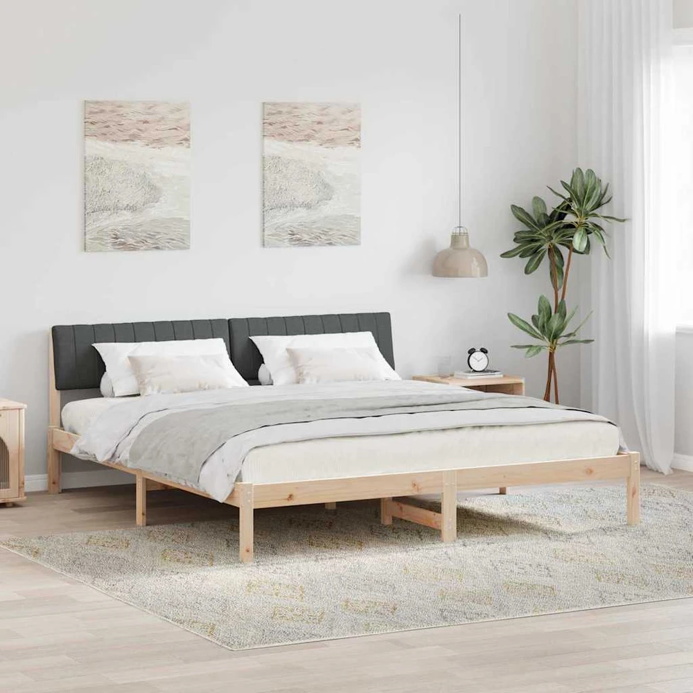 Lovos rėmas ruda ir tamsiai pilka 180 x 200 cm Pušies masyvas