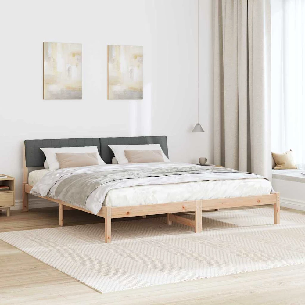 Lovos rėmas ruda ir tamsiai pilka 180 x 200 cm Pušies masyvas