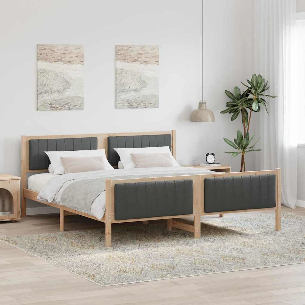 Lovos rėmas ruda ir tamsiai pilka 180 x 200 cm Pušies masyvas