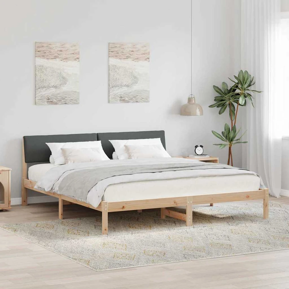 Lovos rėmas ruda ir tamsiai pilka 200 x 200 cm Pušies masyvas