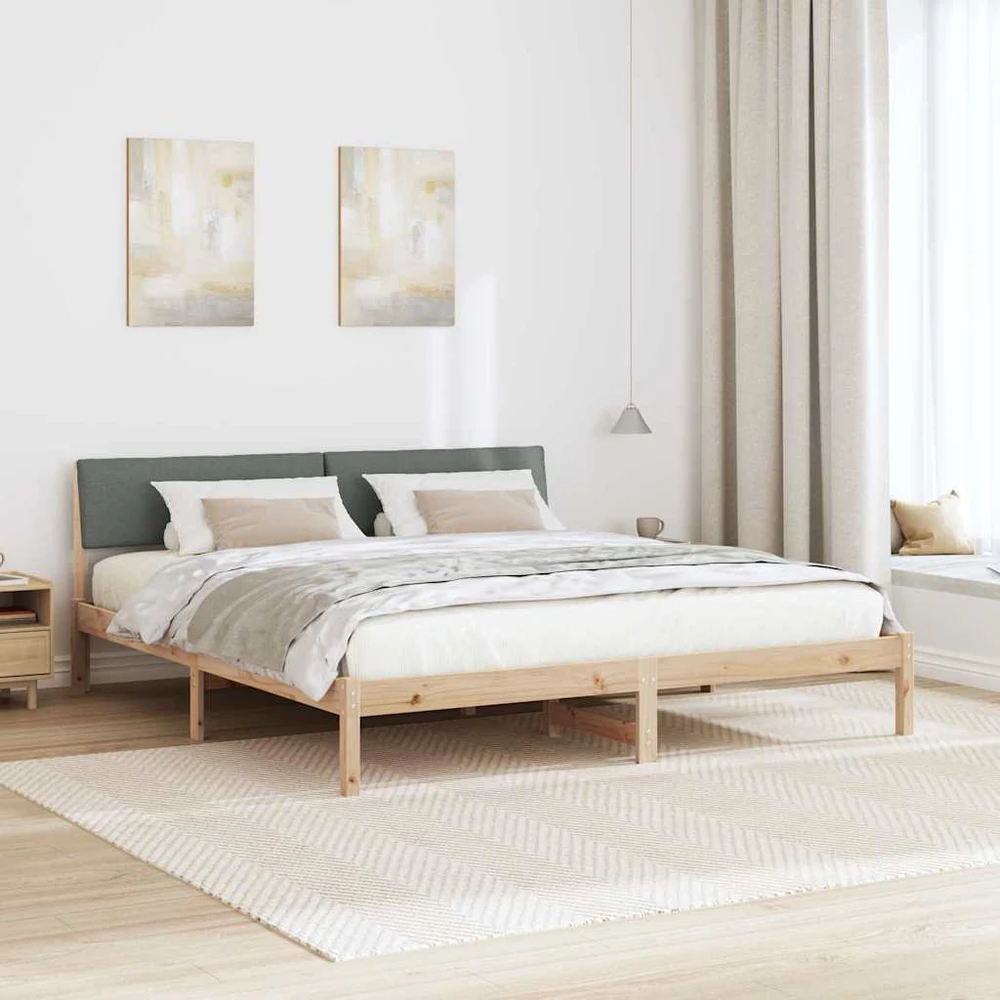 Lovos rėmas ruda ir tamsiai pilka 200 x 200 cm Pušies masyvas