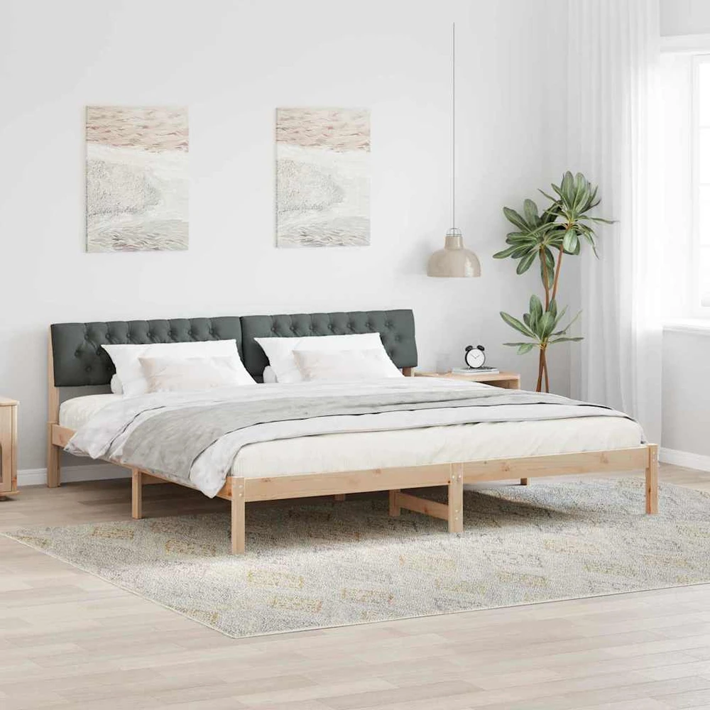 Lovos rėmas ruda ir tamsiai pilka 200 x 200 cm Pušies masyvas