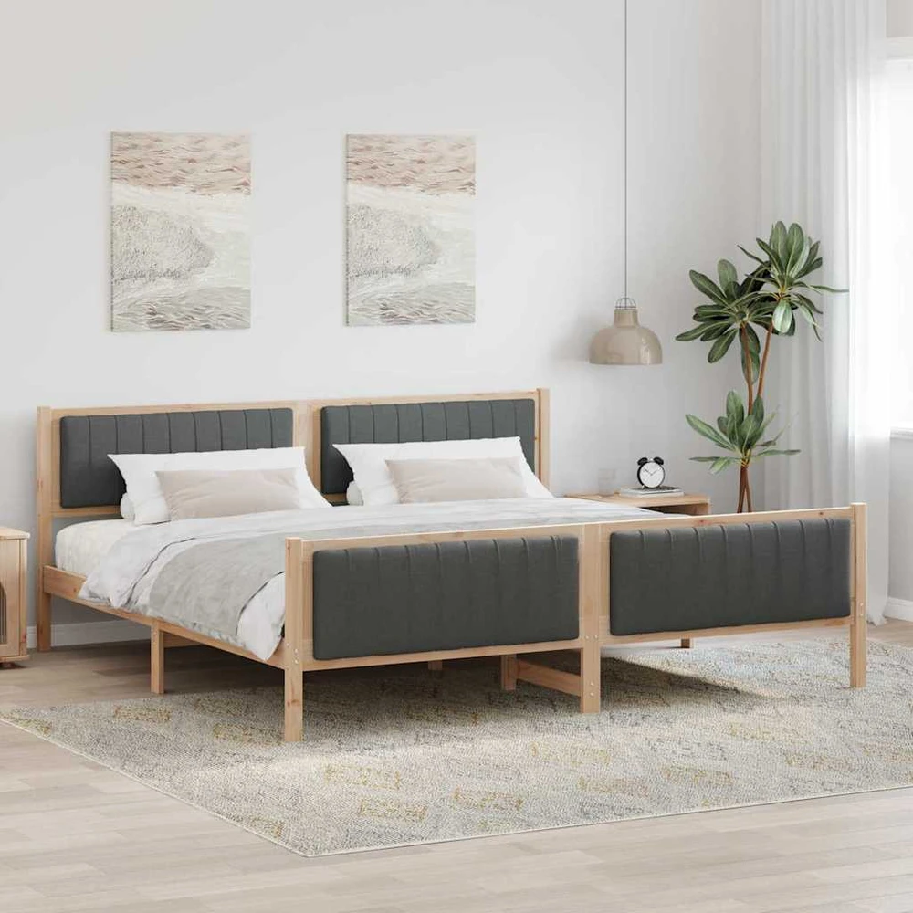 Lovos rėmas ruda ir tamsiai pilka 200 x 200 cm Pušies masyvas