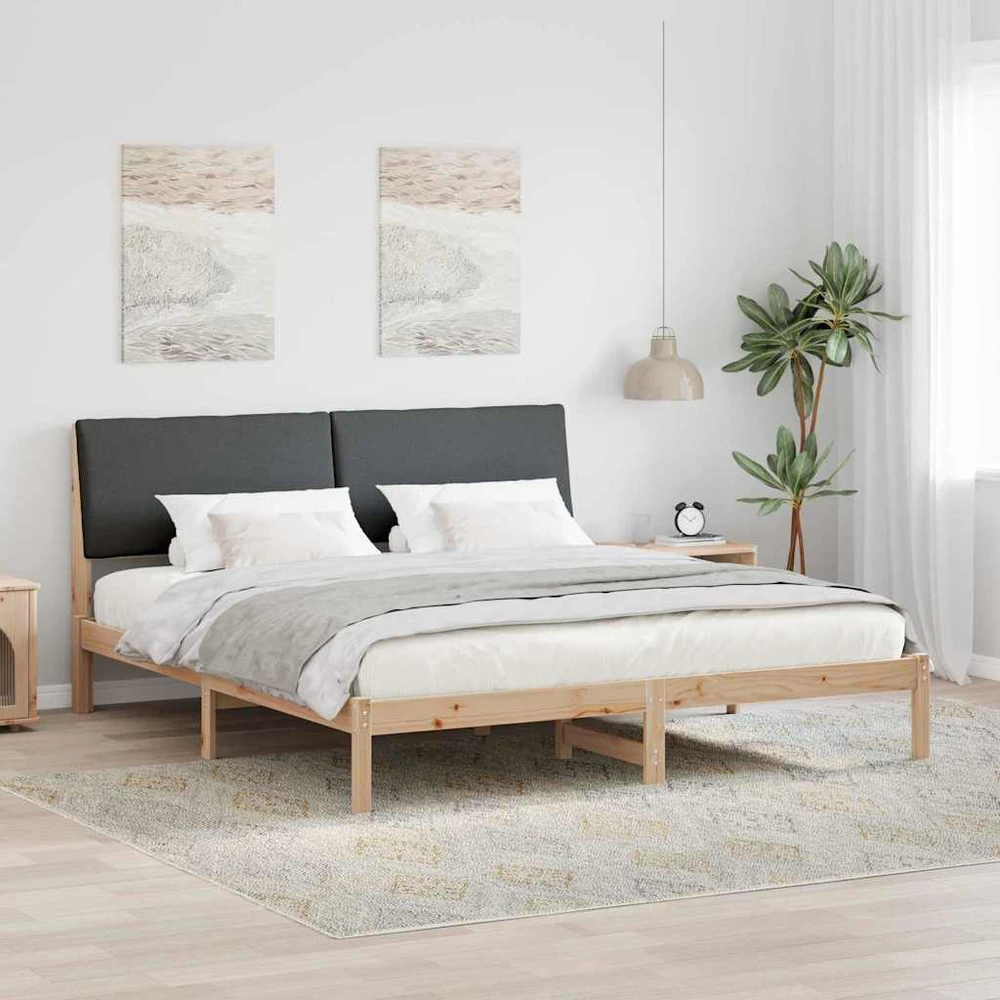 Lovos rėmas ruda ir tamsiai pilka 200 x 200 cm Pušies masyvas