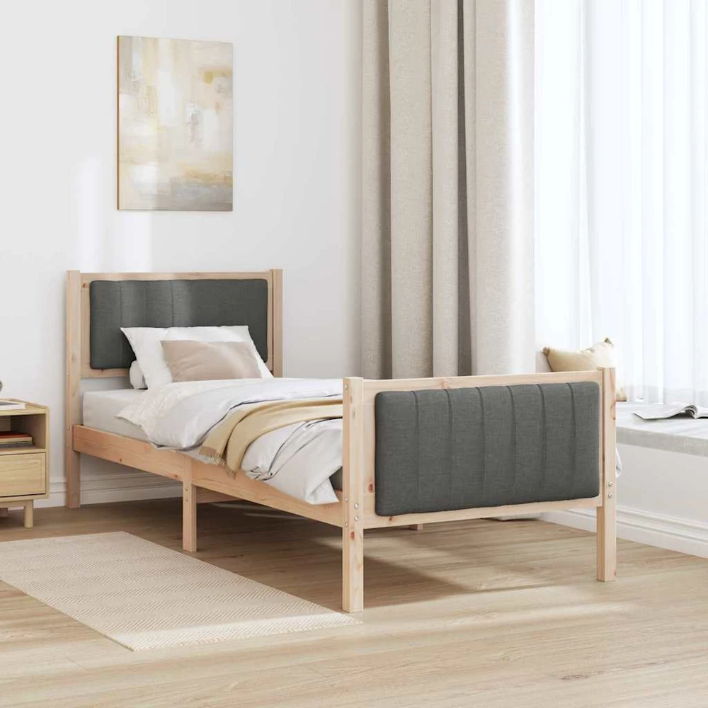 Lova Lovos rėmas ruda ir tamsiai pilka 75 x 190 cm Pušies masyvas
