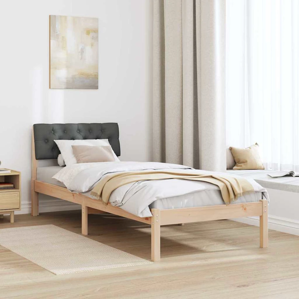 Lova Lovos rėmas ruda ir tamsiai pilka 75 x 190 cm Pušies masyvas