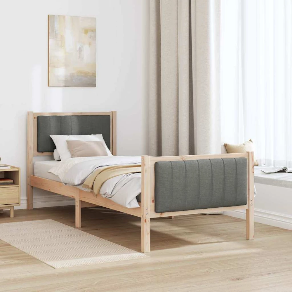 Lova Lovos rėmas ruda ir tamsiai pilka 80 x 200 cm Pušies masyvas