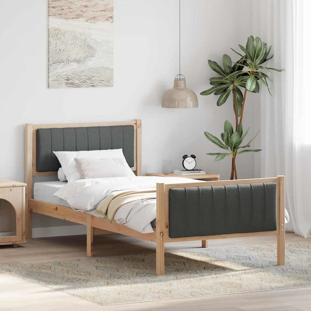 Lova Lovos rėmas ruda ir tamsiai pilka 90 x 190 cm Pušies masyvas