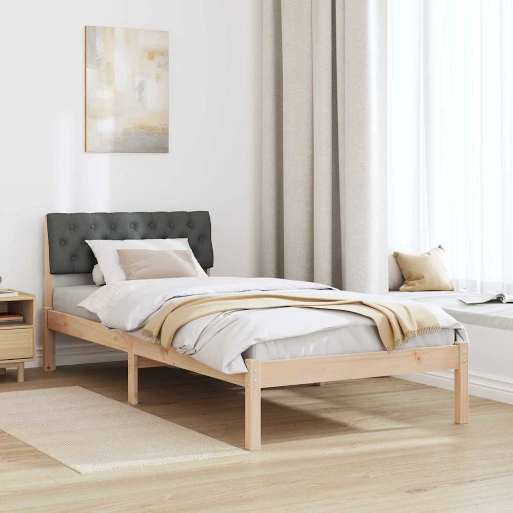 Lova Lovos rėmas ruda ir tamsiai pilka 90 x 190 cm Pušies masyvas