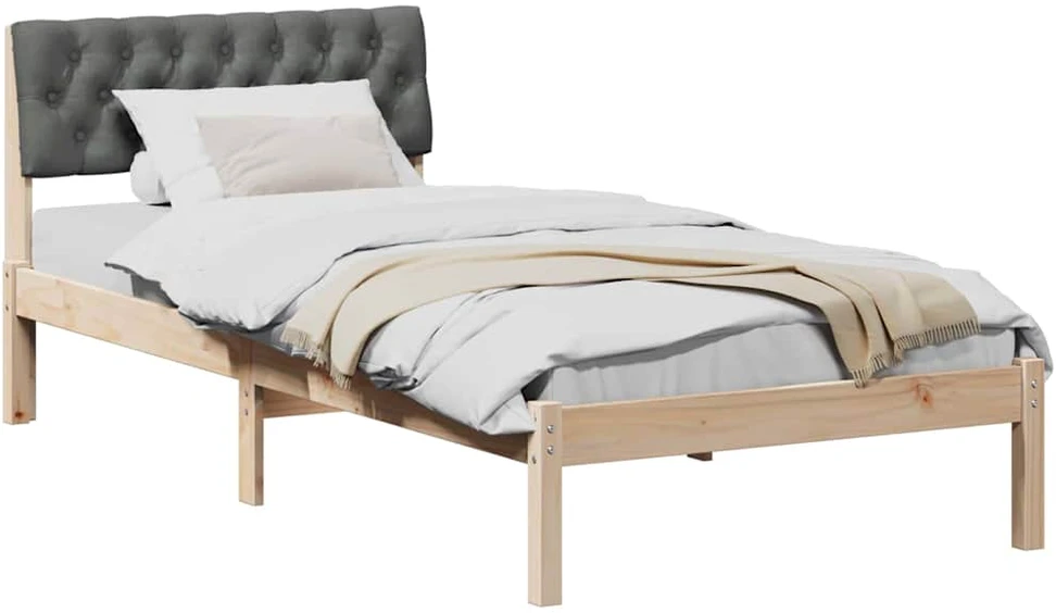 Lova Lovos rėmas ruda ir tamsiai pilka 90 x 190 cm Pušies masyvas