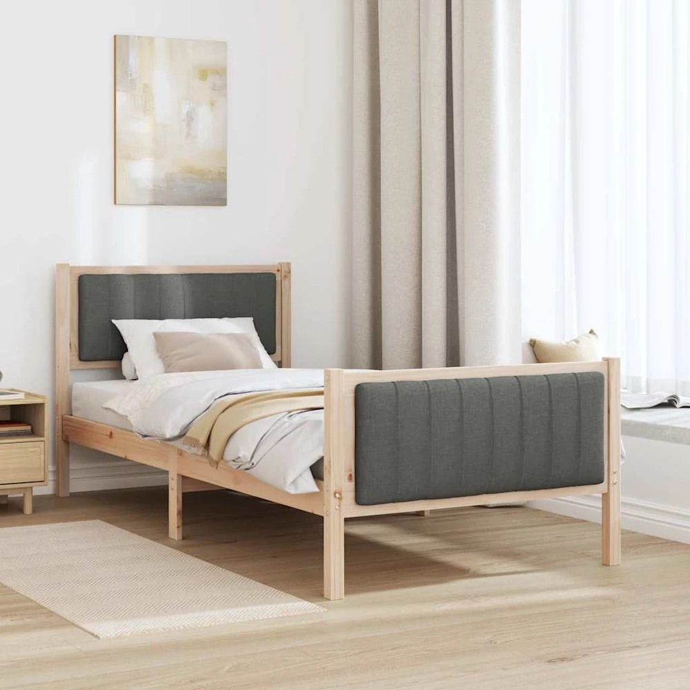 Lova Lovos rėmas ruda ir tamsiai pilka 90 x 190 cm Pušies masyvas