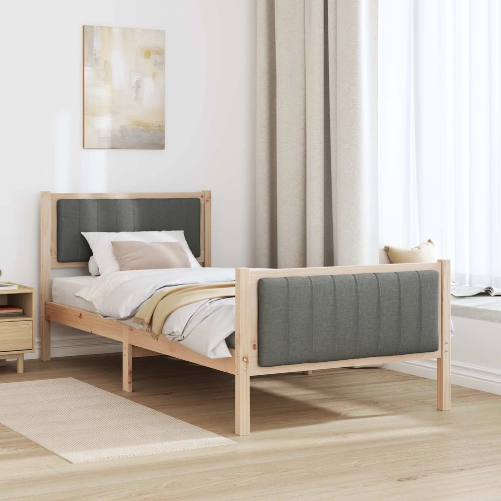 Lova Lovos rėmas ruda ir tamsiai pilka 90 x 200 cm Pušies masyvas