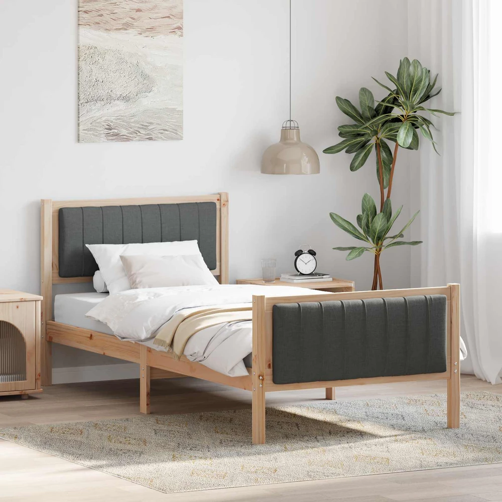 Lova Lovos rėmas ruda ir tamsiai pilka 90 x 200 cm Pušies masyvas