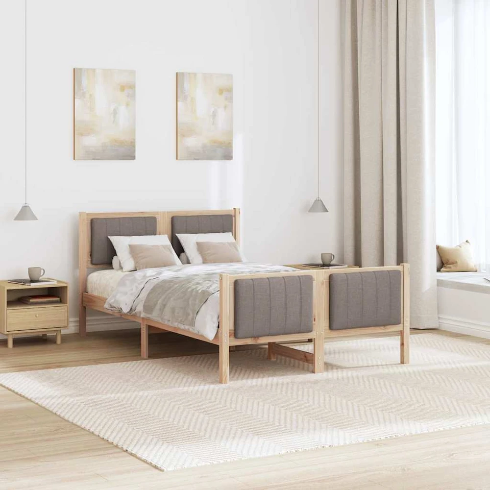 Lova Lovos rėmas Ruda ir taupe 120 x 190 cm Pušies masyvas