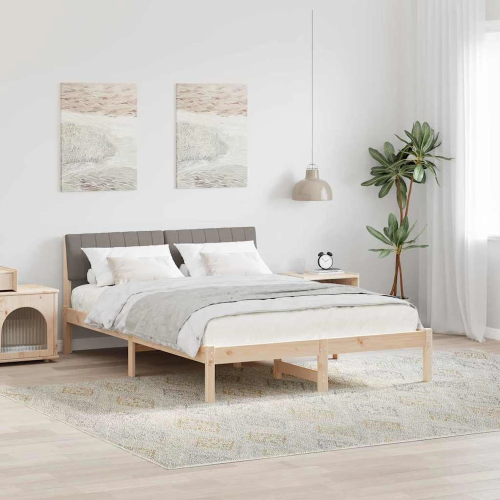 Lova Lovos rėmas Ruda ir taupe 135 x 190 cm Pušies masyvas