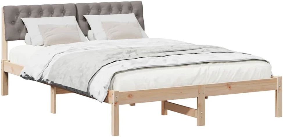 Lova Lovos rėmas Ruda ir taupe 135 x 190 cm Pušies masyvas