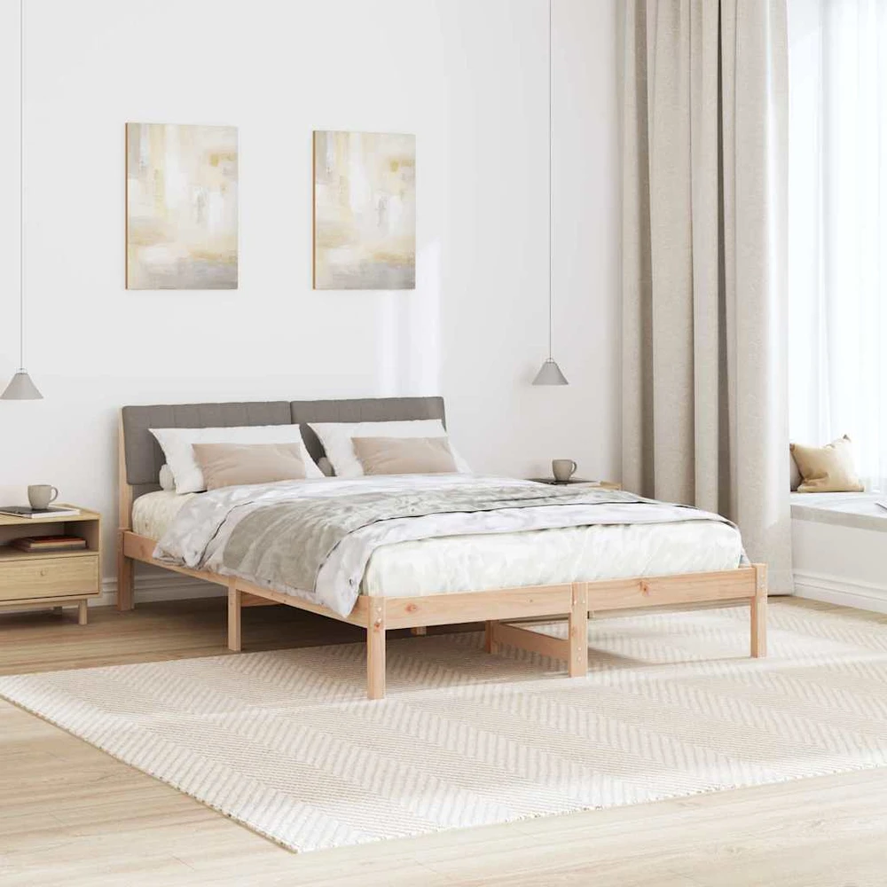 Lova Lovos rėmas Ruda ir taupe 135 x 190 cm Pušies masyvas