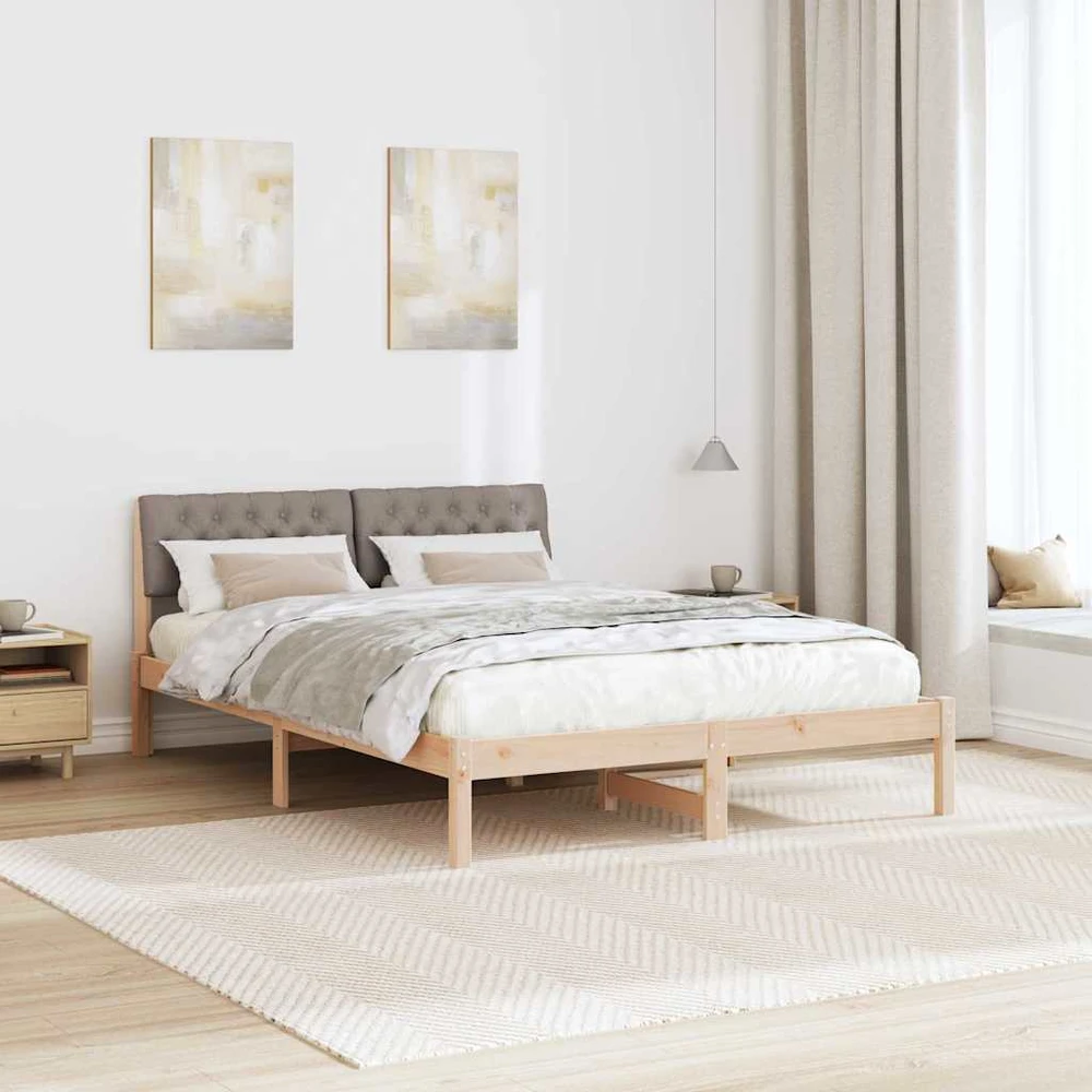 Lova Lovos rėmas Ruda ir taupe 135 x 190 cm Pušies masyvas