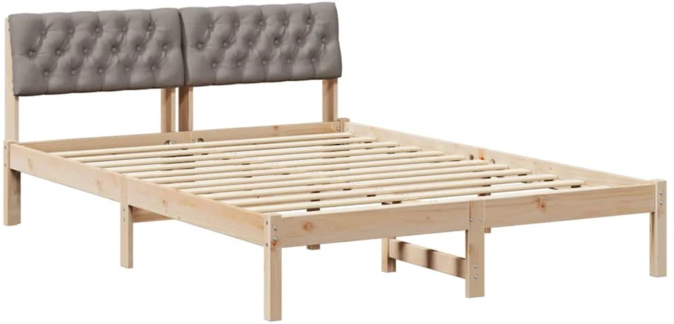 Lova Lovos rėmas Ruda ir taupe 135 x 190 cm Pušies masyvas