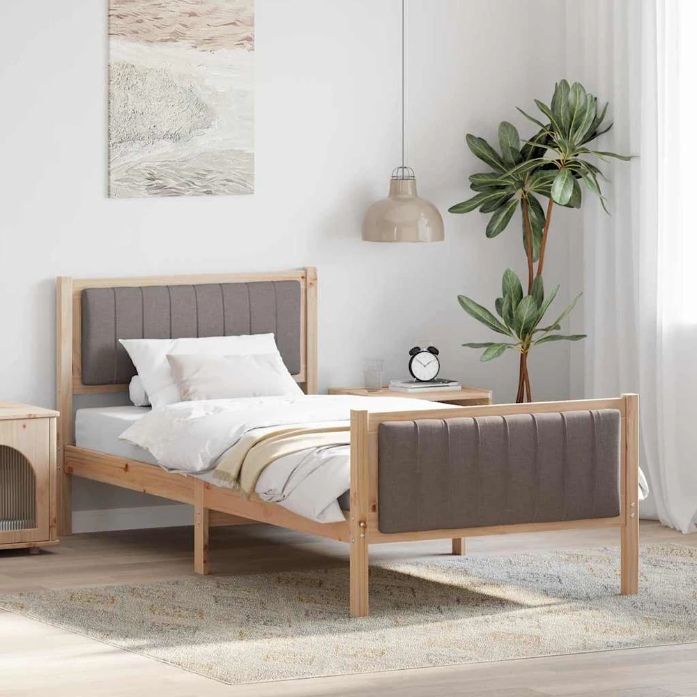 Lova Lovos rėmas Ruda ir taupe 90 x 190 cm Pušies masyvas