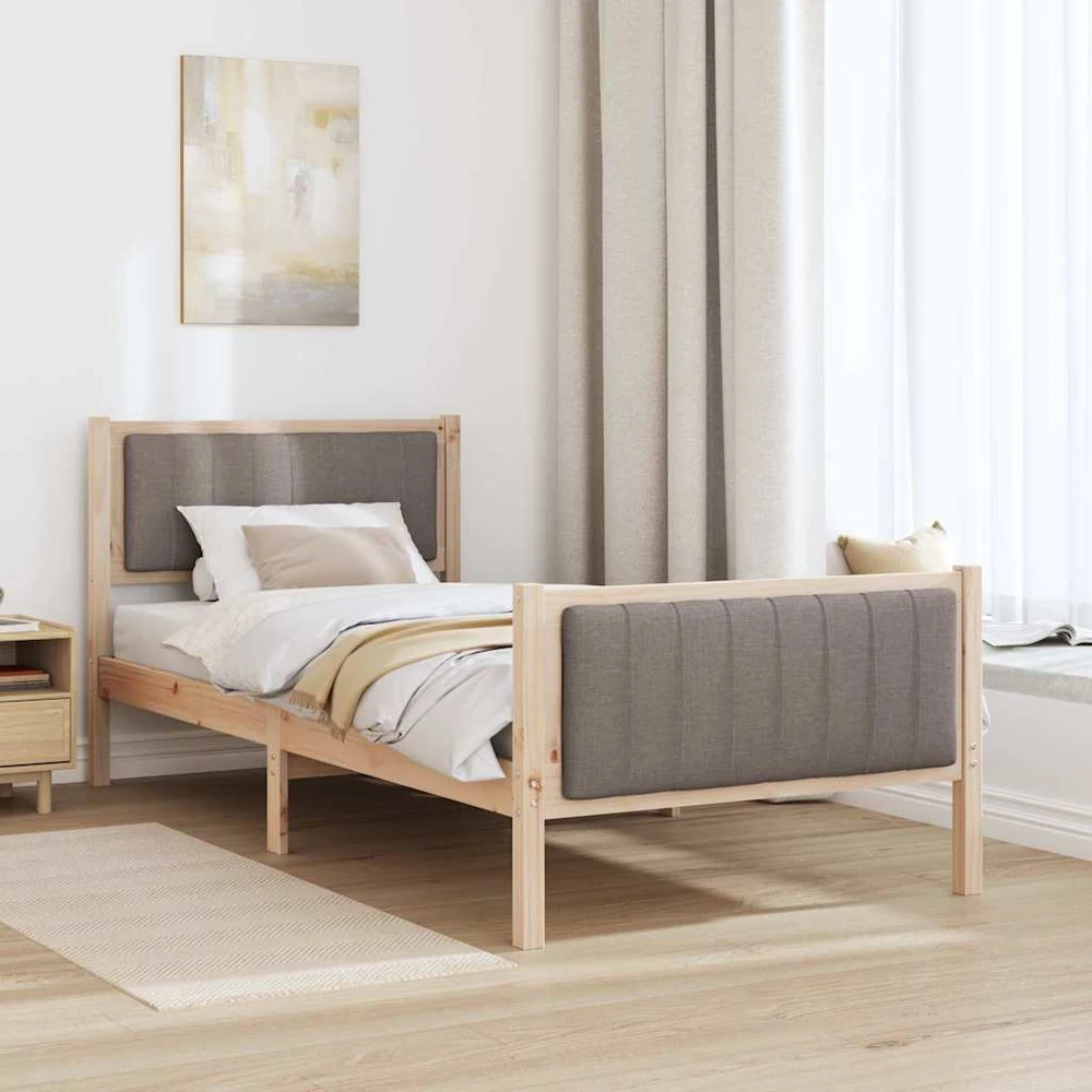 Lova Lovos rėmas Ruda ir taupe 90 x 190 cm Pušies masyvas
