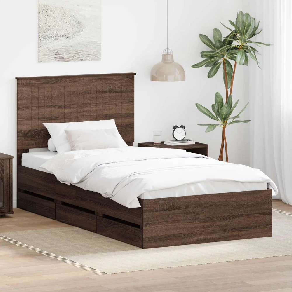 Lova Lovos rėmas Rudas ąžuolas 100 x 200 cm Inžinerinė mediena