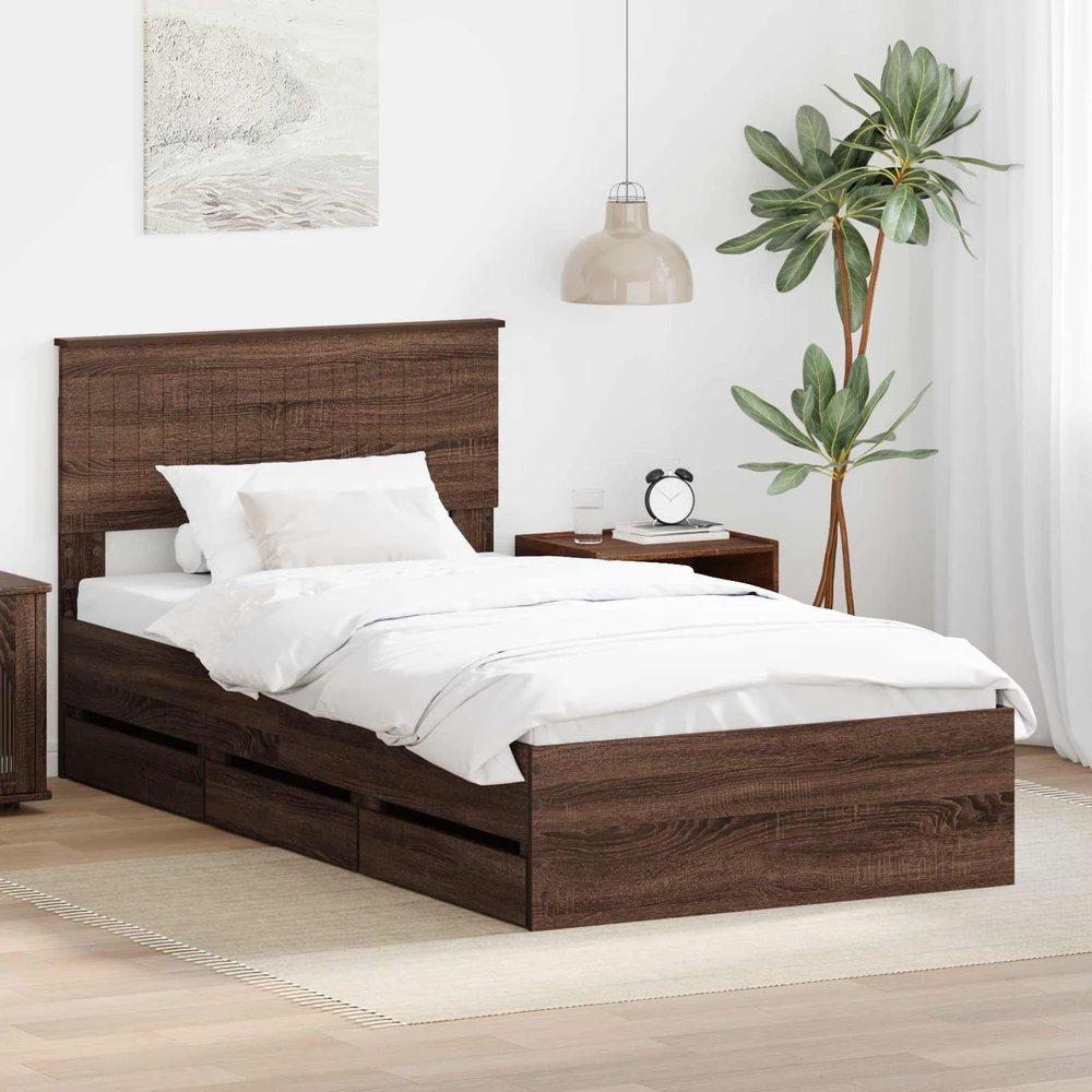 Lova Lovos rėmas Rudas ąžuolas 100 x 200 cm Inžinerinė mediena