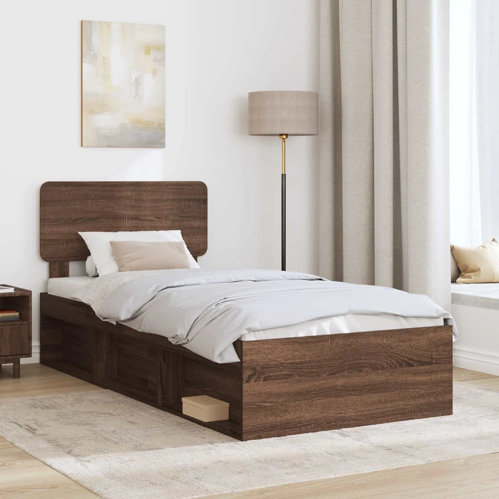 Lova Lovos rėmas Rudas ąžuolas 100 x 200 cm Kietos pušies mediena