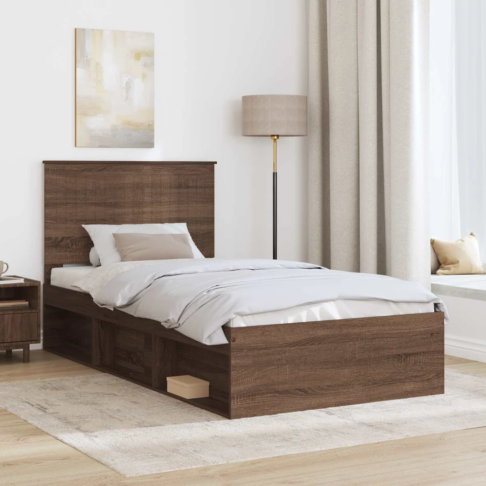 Lova Lovos rėmas Rudas ąžuolas 100 x 200 cm Kietos pušies mediena