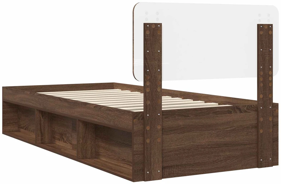 Lova Lovos rėmas Rudas ąžuolas 100 x 200 cm Kietos pušies mediena