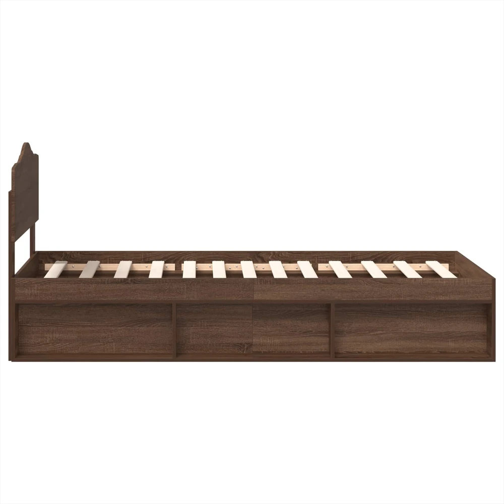 Lova Lovos rėmas Rudas ąžuolas 100 x 200 cm Kietos pušies mediena