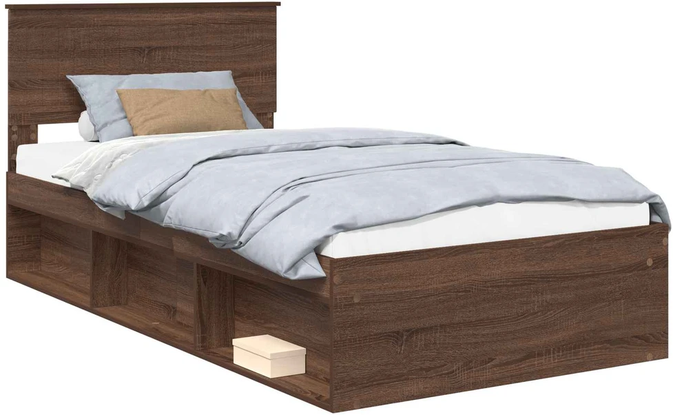 Lova Lovos rėmas Rudas ąžuolas 100 x 200 cm Kietos pušies mediena