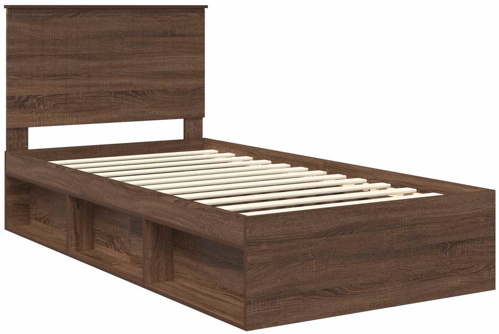 Lova Lovos rėmas Rudas ąžuolas 100 x 200 cm Kietos pušies mediena