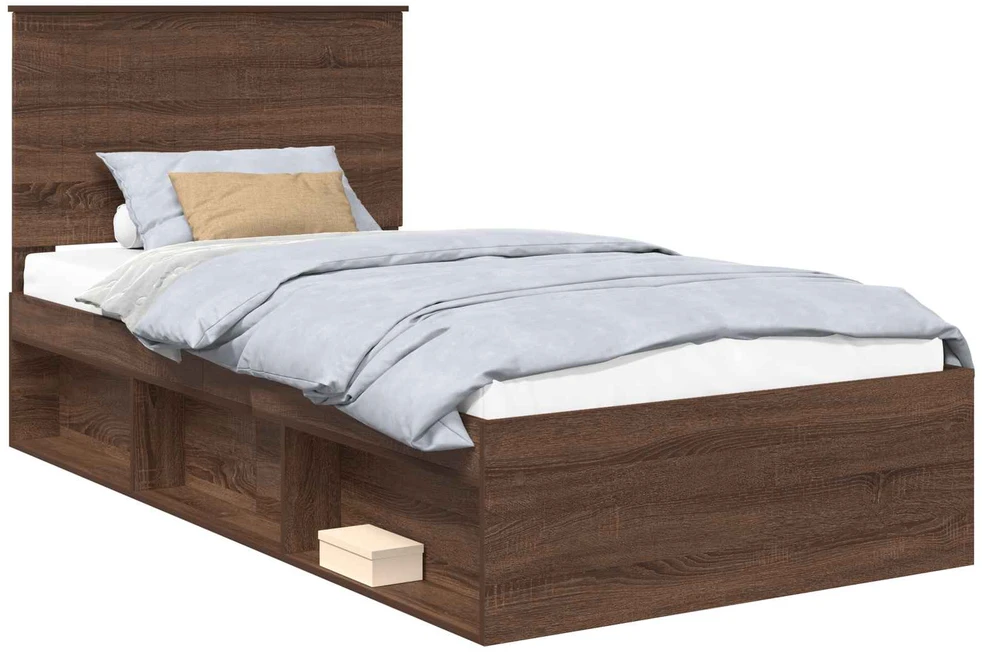 Lova Lovos rėmas Rudas ąžuolas 100 x 200 cm Kietos pušies mediena