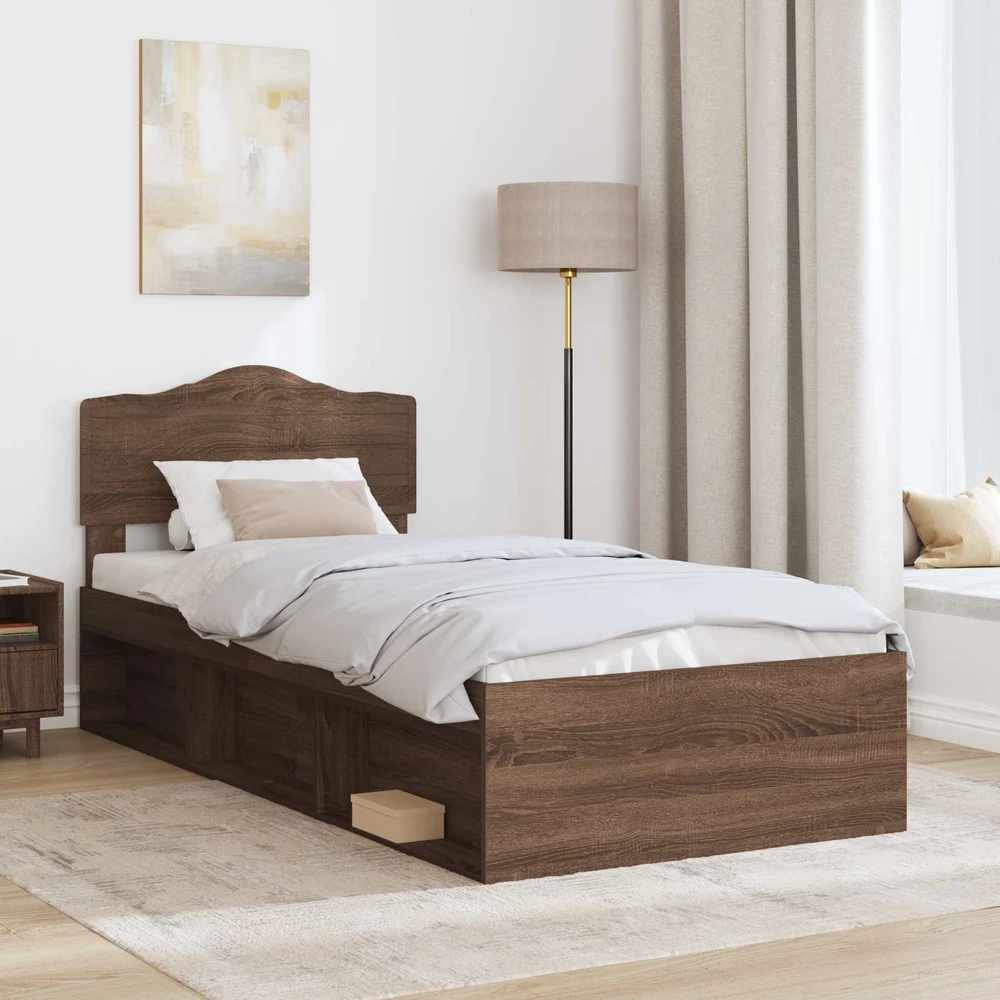 Lova Lovos rėmas Rudas ąžuolas 100 x 200 cm Kietos pušies mediena
