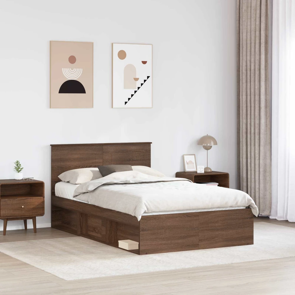 Lova Lovos rėmas Rudas ąžuolas 120 x 190 cm Apdirbta mediena