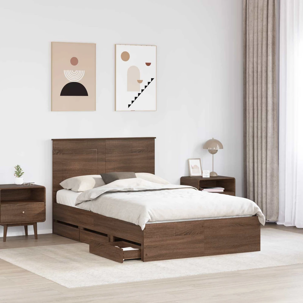 Lova Lovos rėmas Rudas ąžuolas 120 x 190 cm Inžinerinė mediena