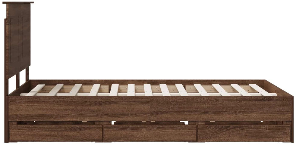 Lova Lovos rėmas Rudas ąžuolas 120 x 190 cm Inžinerinė mediena