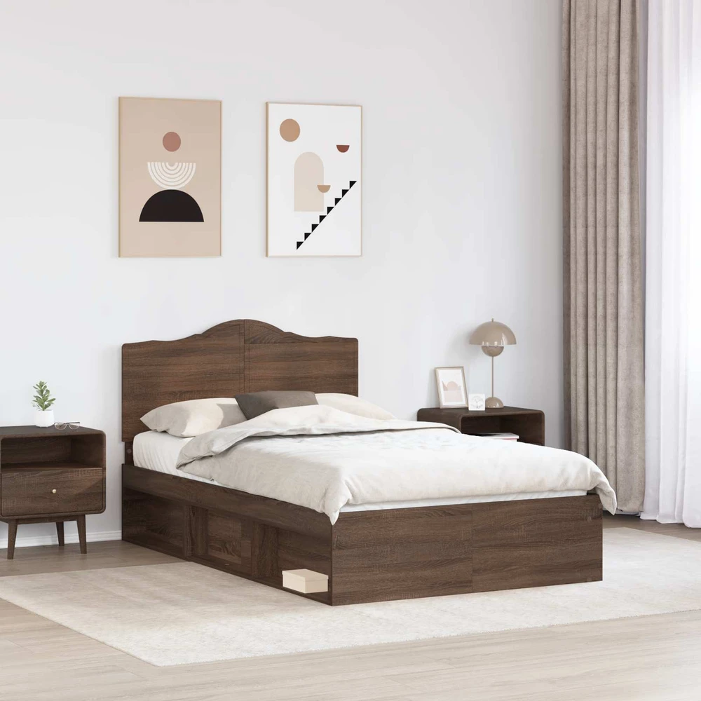 Lova Lovos rėmas Rudas ąžuolas 120 x 200 cm Kietos pušies mediena