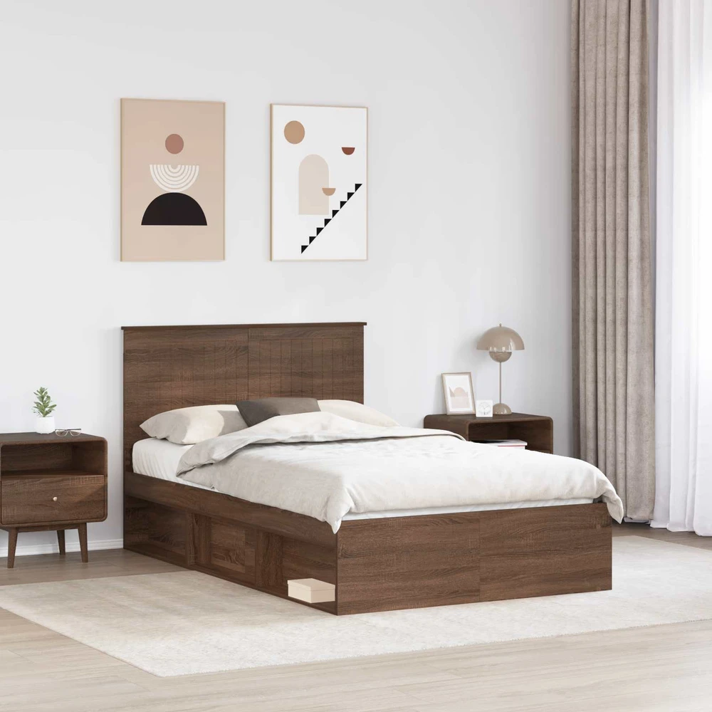 Lova Lovos rėmas Rudas ąžuolas 120 x 200 cm Kietos pušies mediena