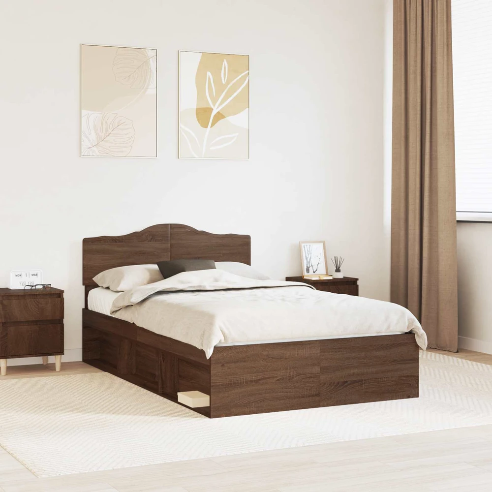 Lova Lovos rėmas Rudas ąžuolas 120 x 200 cm Kietos pušies mediena