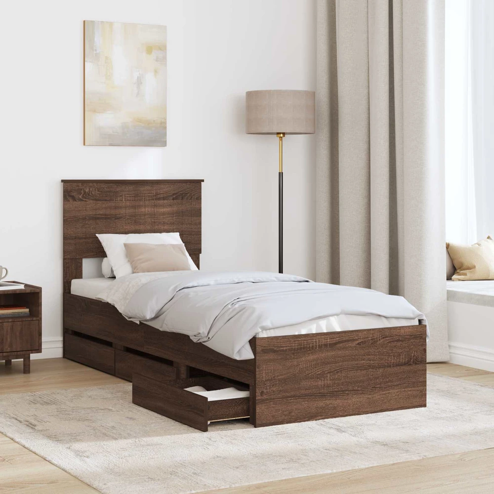 Lova Lovos rėmas Rudas ąžuolas 75 x 190 cm Inžinerinė mediena