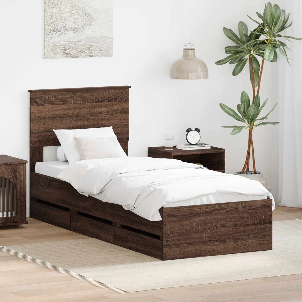 Lova Lovos rėmas Rudas ąžuolas 75 x 190 cm Inžinerinė mediena