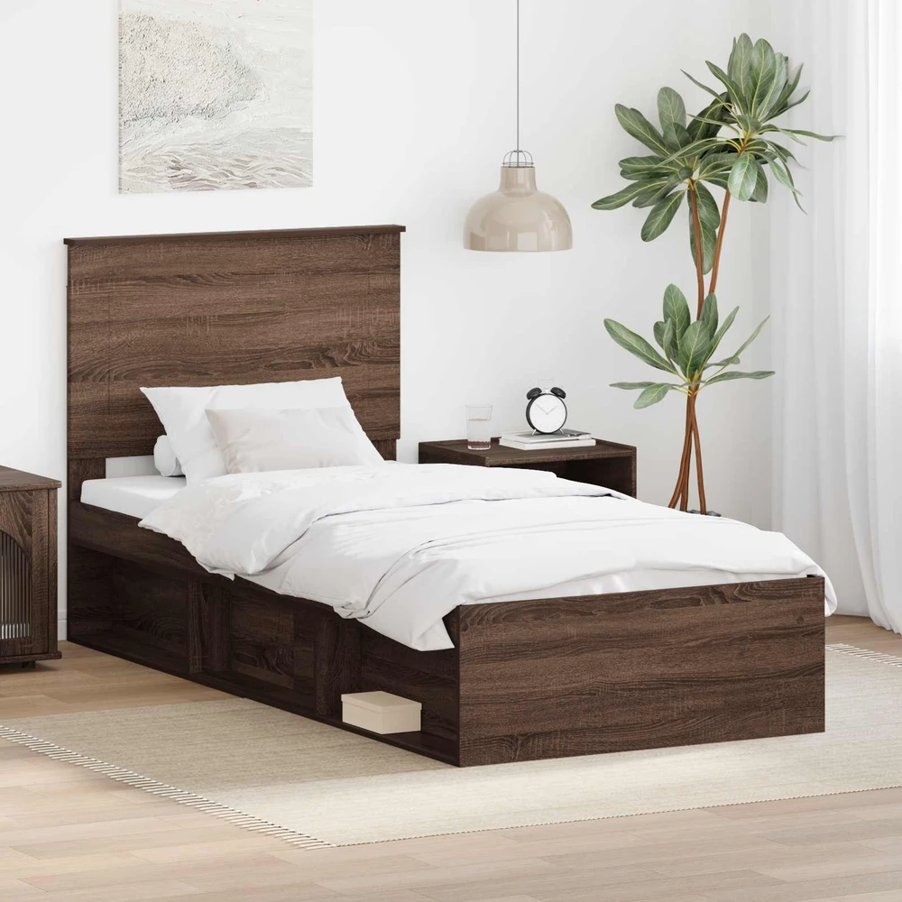 Lova Lovos rėmas Rudas ąžuolas 75 x 190 cm Kietos pušies mediena