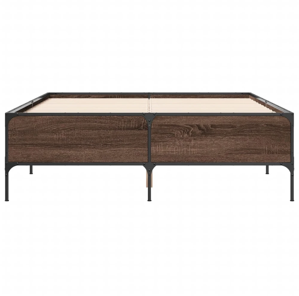 Lovos rėmas, rudas ąžuolo, 140x190cm, apdirbta mediena/metalas